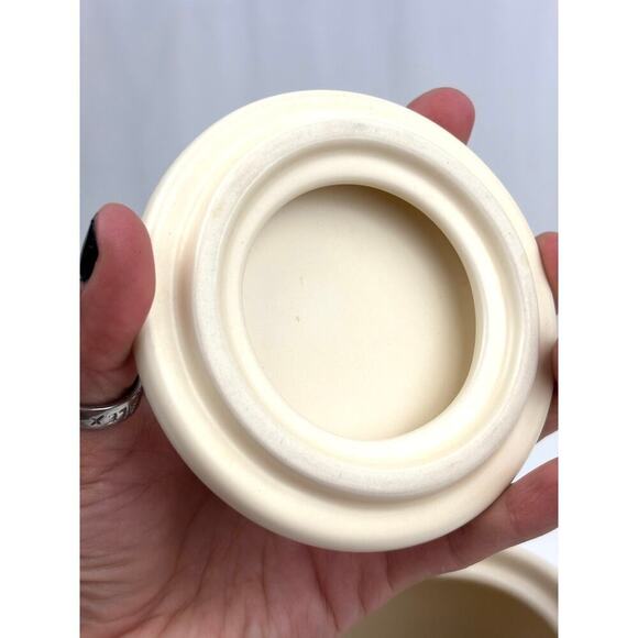 Umbra Mono Beige Ceramic Canister Lidded Jar Minimalist 5" - Picture 2 of 15